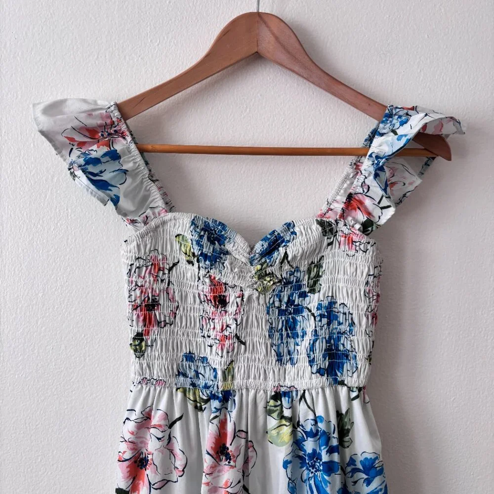 Abercrombie & Fitch Ruffle Strap Smocked Midi Dress - Picture 3 of 8